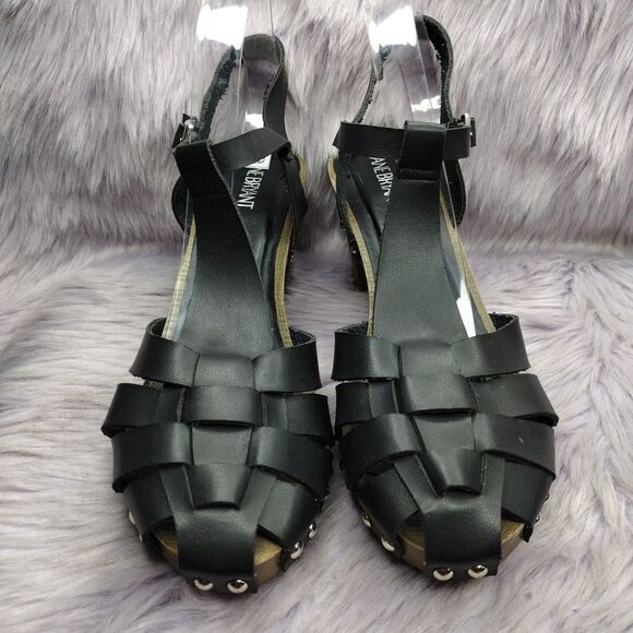 Lane Bryant Strap Chunky Block High Heel Sandal Sz 12 W Wide Width Black Brown - Picture 3 of 10